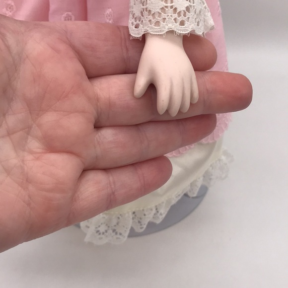 Vintage Porcelain Doll with Soft Body on Metal Stand 16” inches Tall approx - Picture 10 of 11